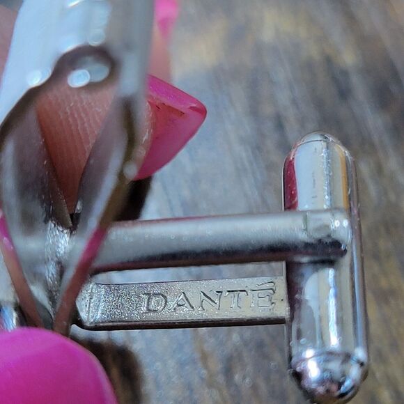 Vintage Dante Mens Cufflinks 1 inch Emerald Cut Clear Crystal Bullet Back - Picture 4 of 4